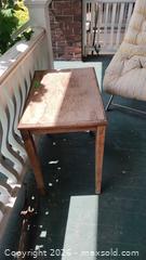 MaxSold Auction: Wooden Side Table & Pair of Metal Lounge Chairs with Cushions A - Toronto (Ontario, Canada) Estate Sale Online Auction - Sparkhall Avenue