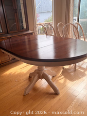 MaxSold Auction: Oval Pedestal Dining Table with Stained Wood Top - Mississauga (Ontario, Canada) PARTNER MANAGED Estate Sale Online Auction - Early Settler Row