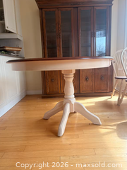 MaxSold Auction: Oval Pedestal Dining Table with Stained Wood Top - Mississauga (Ontario, Canada) PARTNER MANAGED Estate Sale Online Auction - Early Settler Row