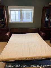 MaxSold Auction: Custom Leather Sofa Bed with Queen Pull-Out Mattress – 84" Wide - Vancouver (British Columbia, Canada) SELLER MANAGED Moving Online Auction - West 11th Avenue