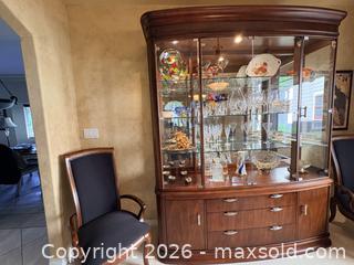 MaxSold Auction: Large Curved Glass Illuminated China Cabinet / Display Hutch - Vancouver (British Columbia, Canada) SELLER MANAGED Moving Online Auction - West 11th Avenue
