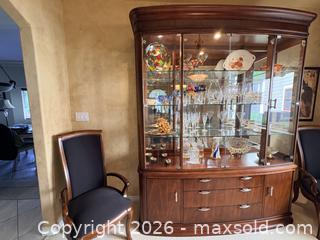 MaxSold Auction: Large Curved Glass Illuminated China Cabinet / Display Hutch - Vancouver (British Columbia, Canada) SELLER MANAGED Moving Online Auction - West 11th Avenue