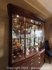 MaxSold Auction: Large Curved Glass Illuminated China Cabinet / Display Hutch - Vancouver (British Columbia, Canada) SELLER MANAGED Moving Online Auction - West 11th Avenue