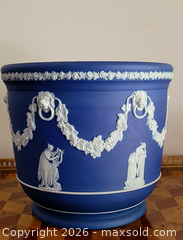 MaxSold Auction: Large Vintage Wedgwood Blue Jasperware Large Cachepot Planter - Newmarket (Ontario, Canada) SELLER MANAGED Downsizing Online Auction - Amberlee Court