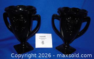 MaxSold Auction: Pair of Art Deco Vintage 1930's "Dancing Nymphs" Black Amethyst Glass Trophy Vases by  L.E. Smith  - Delta (British Columbia, Canada) SELLER MANAGED Downsizing Online Auction - Norum Place