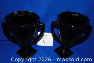 MaxSold Auction: Pair of Art Deco Vintage 1930's "Dancing Nymphs" Black Amethyst Glass Trophy Vases by  L.E. Smith  - Delta (British Columbia, Canada) SELLER MANAGED Downsizing Online Auction - Norum Place