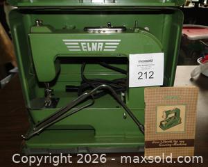 MaxSold Auction: Vintage Elna “Grasshopper” Portable Sewing Machine with Case, Manual and Accessories  - Delta (British Columbia, Canada) SELLER MANAGED Downsizing Online Auction - Norum Place