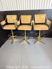 MaxSold Auction: Mid-Century Modern Brass Swivel Bar Stools, Set of 3 - Toronto (Ontario, Canada) SELLER MANAGED Downsizing Online Auction - Todd Baylis Boulevard (STORAGE)