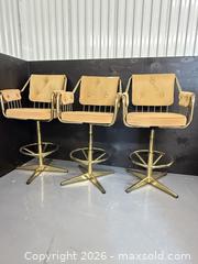 MaxSold Auction: Mid-Century Modern Brass Swivel Bar Stools, Set of 3 - Toronto (Ontario, Canada) SELLER MANAGED Downsizing Online Auction - Todd Baylis Boulevard (STORAGE)