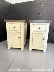 MaxSold Auction: Pair of Rustic Farmhouse Solid Wood Nightstands with Drawers - Toronto (Ontario, Canada) SELLER MANAGED Downsizing Online Auction - Todd Baylis Boulevard (STORAGE)