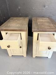MaxSold Auction: Pair of Rustic Farmhouse Solid Wood Nightstands with Drawers - Toronto (Ontario, Canada) SELLER MANAGED Downsizing Online Auction - Todd Baylis Boulevard (STORAGE)