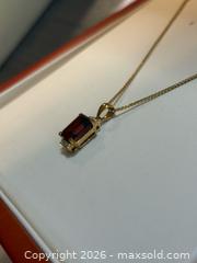 MaxSold Auction: A Magnificent Masterpiece! 14K Gold Necklace and Pendant with Garnet and Small Diamonds - North Dundas (Ontario, Canada) SELLER MANAGED Downsizing Online Auction - Moffat Street