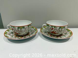 MaxSold Auction: 2 Hermès 'Le Jardin de Pythagore' Breakfast Cups & Saucers - Toronto (Ontario, Canada) SELLER MANAGED Downsizing Online Auction - Heathdale Road