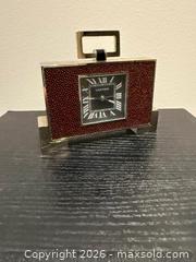 MaxSold Auction: *RARE Cartier Steel and Red Shagreen Leather Alarm Clock, REF. 2749 - Toronto (Ontario, Canada) SELLER MANAGED Downsizing Online Auction - Heathdale Road