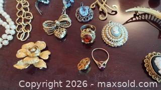 MaxSold Auction: Costume Jewelry: Vintage Floral Cameo Jewelry Set, Gold & Silver Tone, Faux Pearl and More B - Toronto (Ontario, Canada) Estate Sale Online Auction - Galley Avenue