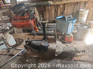 MaxSold Auction: 305 Small Block Chevy Engine and Turbo 350 Transmission with Engine Stand - Ottawa (Ontario, Canada) SELLER MANAGED Downsizing Online Auction -  Mackey