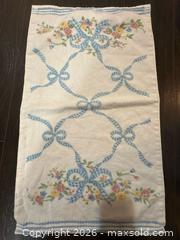 MaxSold Auction: White 100% Cotton Hand Towel with Floral, Bow & Striped Border - Hamilton (Ontario, Canada) SELLER MANAGED Downsizing Online Auction - Kensington Avenue North