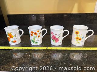 MaxSold Auction: Fisher Home Collection Bone China Floral Mugs — Set of 4 - Knightdale (North Carolina, USA) PARTNER MANAGED Downsizing Online Auction - Sycamore Street
