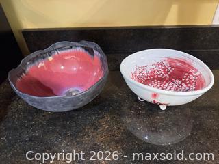 MaxSold Auction: Handmade Ceramic Stoneware Bowls, Red Interior & Dual Exteriors — Lot of 2 - Knightdale (North Carolina, USA) PARTNER MANAGED Downsizing Online Auction - Sycamore Street