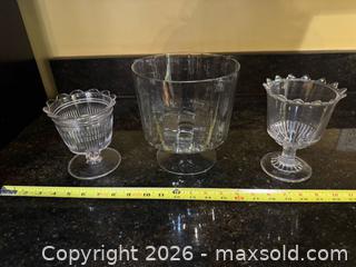 MaxSold Auction: Set of 3 Clear Pressed Glass Ribbed Goblets/Dessert Cups - Knightdale (North Carolina, USA) PARTNER MANAGED Downsizing Online Auction - Sycamore Street