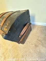 MaxSold Auction: Victorian-Style Dome Steamer Trunk, Black with Wood Trim - Knightdale (North Carolina, USA) PARTNER MANAGED Downsizing Online Auction - Sycamore Street