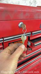MaxSold Auction: Mastercraft Red Steel Tool Chest on Casters - Mapleton (Ontario, Canada) PARTNER MANAGED Downsizing Online Auction - Wellington County Road 109