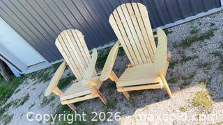 MaxSold Auction: Pair of Wooden Folding Adirondack Chairs, Natural Unfinished - Mapleton (Ontario, Canada) PARTNER MANAGED Downsizing Online Auction - Wellington County Road 109