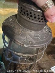 MaxSold Auction: Antique Metal Railroad Lantern with 3 Glass Insulators A - Central Frontenac (Ontario, Canada) Downsizing Online Auction - Clement Road