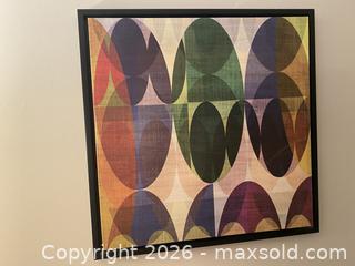 MaxSold Auction: MCM Framed Abstract Geometric Canvas Art, 29 x 29 in - Toronto (Ontario, Canada) SELLER MANAGED Downsizing Online Auction - O'connor Drive (CONDO)