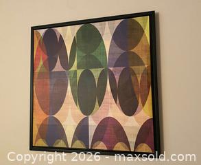 MaxSold Auction: MCM Framed Abstract Geometric Canvas Art, 29 x 29 in - Toronto (Ontario, Canada) SELLER MANAGED Downsizing Online Auction - O'connor Drive (CONDO)