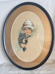 MaxSold Auction: Oval Framed Woman Portrait with Cat Print - Toronto (Ontario, Canada) SELLER MANAGED Downsizing Online Auction -  Weston Road (CONDO)