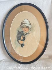 MaxSold Auction: Oval Framed Woman Portrait with Cat Print - Toronto (Ontario, Canada) SELLER MANAGED Downsizing Online Auction -  Weston Road (CONDO)
