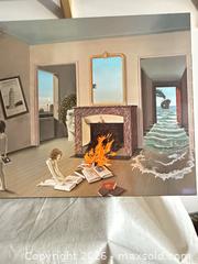 MaxSold Auction: Surrealist Figurative Landscape Poster 1975, Between the Holes of Memory by Swiss Artist - Toronto (Ontario, Canada) SELLER MANAGED Downsizing Online Auction -  Weston Road (CONDO)