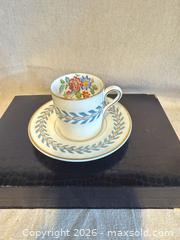 MaxSold Auction: Wedgwood Bone China Teacup & Saucer, Floral with Blue Laurel Band - Toronto (Ontario, Canada) SELLER MANAGED Downsizing Online Auction -  Weston Road (CONDO)