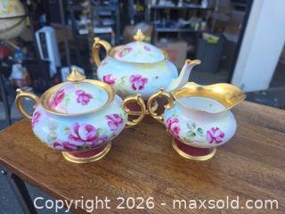 MaxSold Auction: D'Arcy's Hand-Painted Porcelain 3-Piece Tea Set - San Rafael (California, USA) PARTNER MANAGED Reseller Online Auction - Du Bois