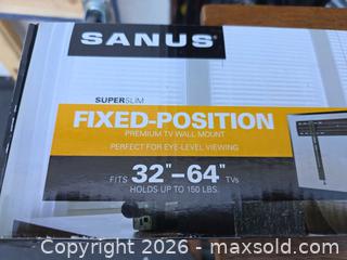 MaxSold Auction: Sanus Fixed Wall Mount for 32" - 64" TVs, Black - San Rafael (California, USA) PARTNER MANAGED Reseller Online Auction - Du Bois