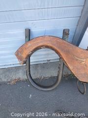 MaxSold Auction: Vintage Wood and Metal Ox Yoke with Hand-Painted Bull Motif - San Rafael (California, USA) PARTNER MANAGED Reseller Online Auction - Du Bois