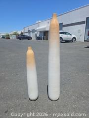 MaxSold Auction: West Elm Ceramic Pair of Sculptural Vases, White/Beige Ombre - San Rafael (California, USA) PARTNER MANAGED Reseller Online Auction - Du Bois