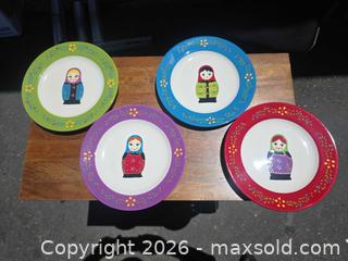 MaxSold Auction: World Market Matryoshka Floral Border Dinner Plates, Set of 4 - San Rafael (California, USA) PARTNER MANAGED Reseller Online Auction - Du Bois