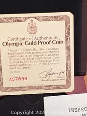 MaxSold Auction: 1976 Montreal Olympics 22K Gold $100 Proof Coin - Royal Canadian Mint A - Ottawa (Ontario, Canada) PARTNER MANAGED Downsizing Online Auction -  Kimmins Court