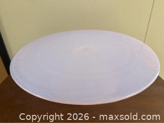 MaxSold Auction: Mosser Pink  Glass Pedestal Cake Stand USA 11” Diameter  - Campbell (California, USA) SELLER MANAGED Downsizing Online Auction - Dell Avenue