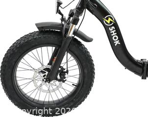 MaxSold Auction: SHOK Pulsar - Black (50% Matte), Folding Fat Tire Step Through Ebike 48V, 500W, 10.4Ah, 500Wh, SKE9100BK, **NEW, IN-BOX** - Cambridge (Ontario, Canada) PARTNER MANAGED Commercial Liquidation Online Auction - Pinebush Road