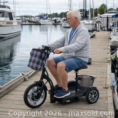 MaxSold Auction: SHOK ZAPPY LI - Sport Seat, Red, 48V, 500W, 10.4Ah, 500Wh, 3-Wheel Folding Lithium Mobility, SKM1485RD, **NEW, IN-BOX** - Cambridge (Ontario, Canada) PARTNER MANAGED Commercial Liquidation Online Auction - Pinebush Road