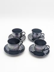MaxSold Auction: Arcoroc France Black Mug & Saucer Set - Set of 4 - Cobourg (Ontario, Canada) SELLER MANAGED Downsizing Online Auction - Division Street