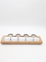 MaxSold Auction: Rusting 4-Light Votive Candle Holder on Wooden Base - Cobourg (Ontario, Canada) SELLER MANAGED Downsizing Online Auction - Division Street