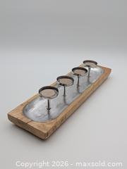 MaxSold Auction: Rusting 4-Light Votive Candle Holder on Wooden Base - Cobourg (Ontario, Canada) SELLER MANAGED Downsizing Online Auction - Division Street