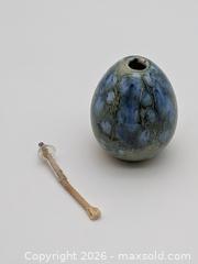 MaxSold Auction: Signed Hand-Crafted Blue and Green Drip-Glaze Ceramic Oil Lamp / Burner - Cobourg (Ontario, Canada) SELLER MANAGED Downsizing Online Auction - Division Street