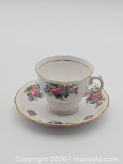 MaxSold Auction: Vintage Colclough Fine Bone China Teacup & Saucer Set - Pink and Blue Flowers - Cobourg (Ontario, Canada) SELLER MANAGED Downsizing Online Auction - Division Street