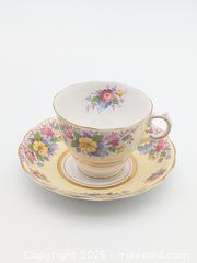 MaxSold Auction: Vintage Colclough Fine Bone China Teacup & Saucer Set - Yellow and Blue Flowers - Cobourg (Ontario, Canada) SELLER MANAGED Downsizing Online Auction - Division Street
