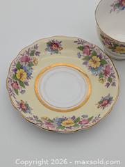 MaxSold Auction: Vintage Colclough Fine Bone China Teacup & Saucer Set - Yellow and Blue Flowers - Cobourg (Ontario, Canada) SELLER MANAGED Downsizing Online Auction - Division Street